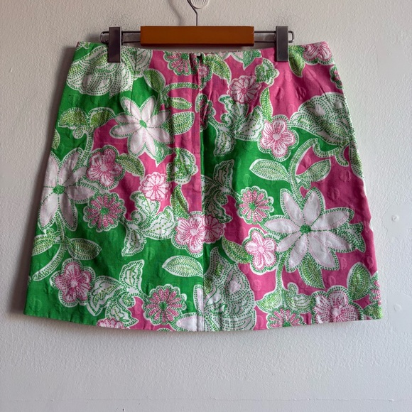 Lilly Pulitzer Sz 8 Original Cotton Tropical Pink Green Skirt - Picture 5 of 9